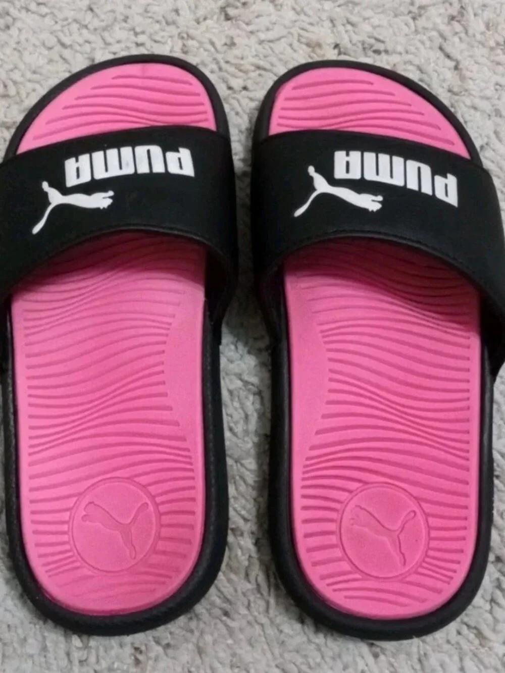 Puma Cool Cat 2.0 Slides Kid's Size 13 Pink Black Padded Strap Comfort Sandals